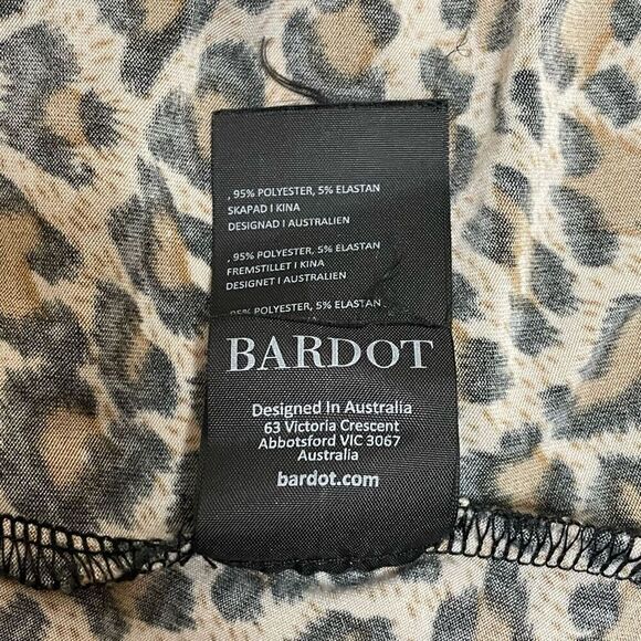 Bardot Leopard Print Long Sleeve Body-Con Midi Dress Size Small - Picture 9 of 10